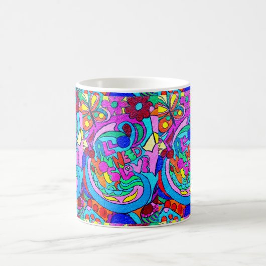 bunte groovy Hippieart-Liebe-Tasse Kaffeetasse (Mittel)