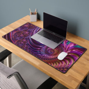 Bunte Groovy Trippy Funky Spirale Fraktal Kunst Schreibtischunterlage