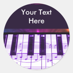 Bunte großartiges Klavier-Tastatur und Musiknoten Runder Aufkleber