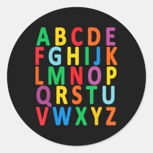 Bunte Großbuchstaben Alphabet Lernen Abc Junge Runder Aufkleber