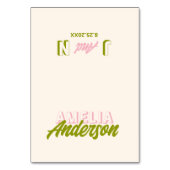 Bunte Grüne Rosa Retro Funk Hochzeit Tischkarten Tischnummer (Vorderseite)