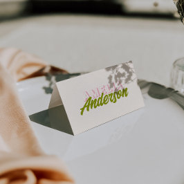 Bunte Grüne Rosa Retro Funk Hochzeit Tischkarten Tischnummer