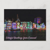 Bunte Grüße aus Curacao! Neon Nights Postkarte (Vorderseite)