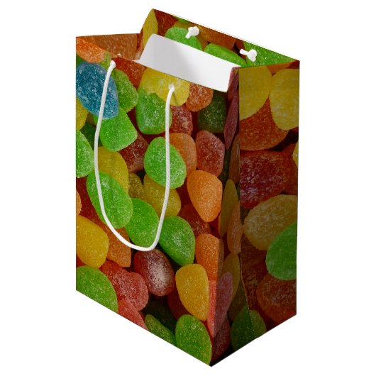 Bunte Gummibonbons Mittlere Geschenktüte (Vorderseite Schrägansicht)