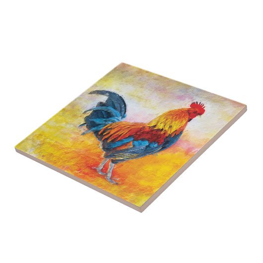 Bunte Hahn-Digital-Kunst-Malerei Fliese (Seite)