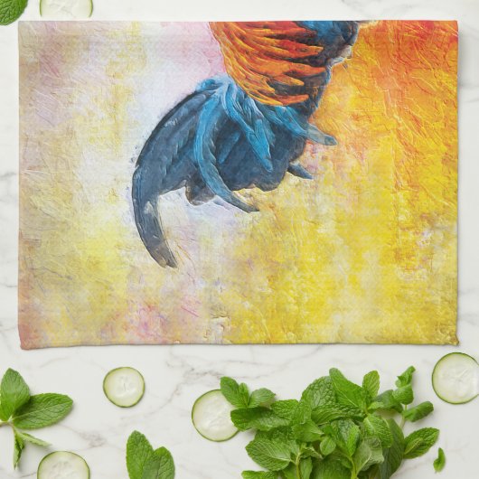 Bunte Hahn-Digital-Kunst-Malerei Geschirrtuch (Gefaltet)