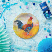 Bunte Hahn-Digital-Kunst-Malerei Pappteller (Party)