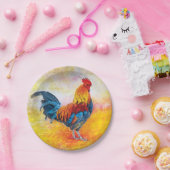 Bunte Hahn-Digital-Kunst-Malerei Pappteller (Party)