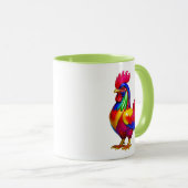 Bunte Hahn-Volksillustration Tasse (VorderseiteRechts)