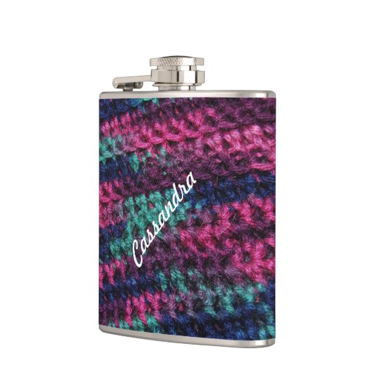 Bunte Häkelarbeit Flachmann (Links)