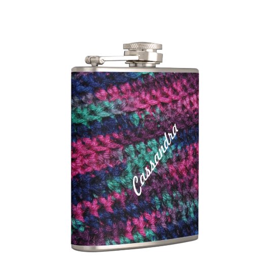 Bunte Häkelarbeit Flachmann (Rechts)