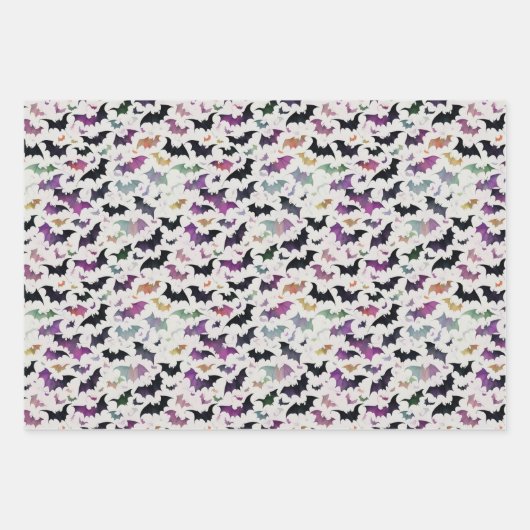 Bunte Halloween fallen Pumpkins Fledermäuse Aquare Geschenkpapier Set (Vorderseite)