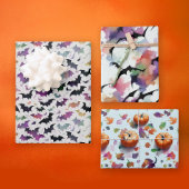 Bunte Halloween fallen Pumpkins Fledermäuse Aquare Geschenkpapier Set