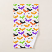 Bunte Halloween-Fledermäuse Duschvorhang Badhandtuch Set (Handtuch)