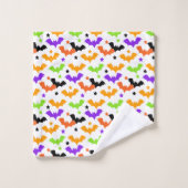 Bunte Halloween-Fledermäuse Duschvorhang Badhandtuch Set (Waschlappen)