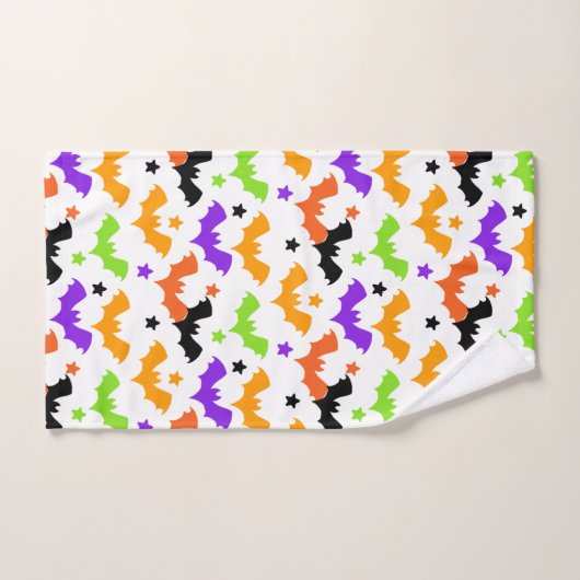 Bunte Halloween-Fledermäuse Duschvorhang Badhandtuch Set (Handtuch)