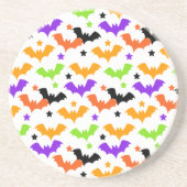 Bunte Halloween-Fledermäuse Getränkeuntersetzer (Vorne)