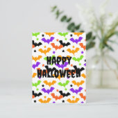 Bunte Halloween-Fledermäuse Postkarte (Stehend Vorderseite)