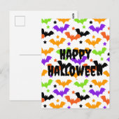 Bunte Halloween-Fledermäuse Postkarte (Vorne/Hinten)