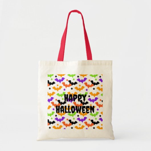 Bunte Halloween-Fledermäuse Tragetasche (Vorne)