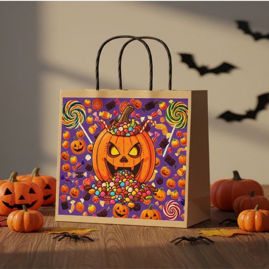 Bunte Halloween-Kürbis Große Geschenktüte