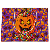 Bunte Halloween-Kürbis Große Geschenktüte (Vorderseite)