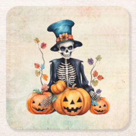 Bunte Halloween Skeleton Paper Untersetzer