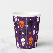Bunte Halloween-Skulls Polka Dots Muster Pappbecher (Rechts)