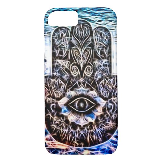 Bunte Hamsa Augen-Fraktal-Kunst Case-Mate iPhone Hülle (Rückseite)