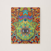 Bunte Hamsa Hand - Hand von Fatima Puzzle (Vertikal)
