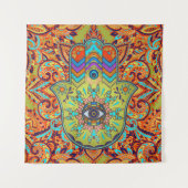 Bunte Hamsa Hand - Hand von Fatima Wandteppich (Vorderseite)