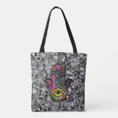 Bunte Hand gezeichnete Hamsa Hand Tasche (Rückseite)