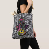 Bunte Hand gezeichnete Hamsa Hand Tasche (Von Nahem)