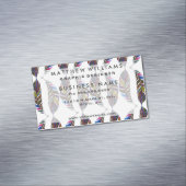 Bunte Hand gezeichnete Muster-Federn Magnetische Visitenkarte (Beispiel)