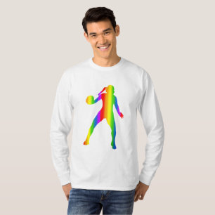 Bunte Handball Regenbogen Langarm T-Shirt