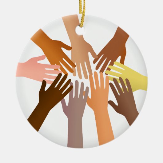Bunte Hände Keramik Ornament (Vorne)