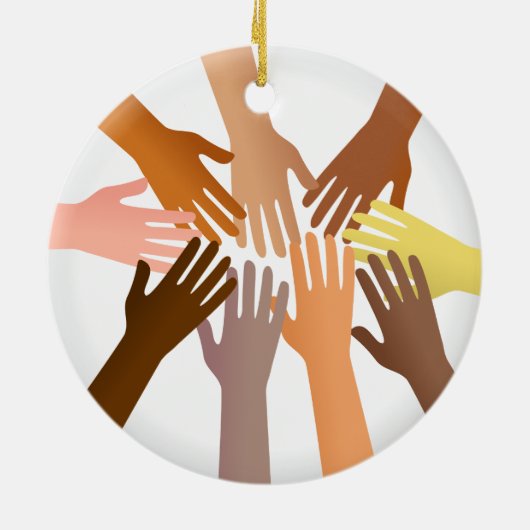 Bunte Hände Keramik Ornament (Hinten)