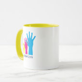 Bunte Hände mit AmSAT Logo Tasse (Vorderseite Links)