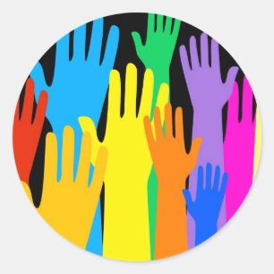 Bunte Hände Runder Aufkleber
