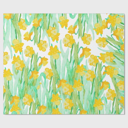 Bunte handgemalte Watercolornarzissen-Blumen Geschenkpapier (Flach)