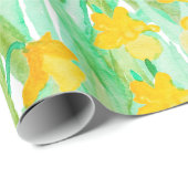 Bunte handgemalte Watercolornarzissen-Blumen Geschenkpapier (Rolleneckpunkt)