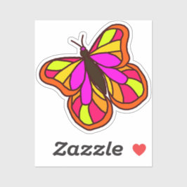 Bunte Handgezeichnete Schmetterling Orange Aufkleber