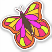 Bunte Handgezeichnete Schmetterling Orange Aufkleber (Vorderseite)