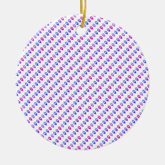 Bunte Hanukkah Dreidels Keramik Ornament (Vorne)