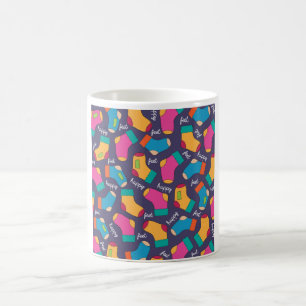 Bunte Happy Feet Socken Muster Kaffeetasse