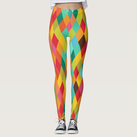Bunte Harlekin-Diamant-Muster-Leggings Leggings (Vorderseite)
