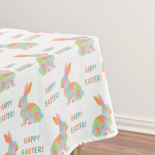 Bunte Hasen Muster Mit Fröhlichem Ostertxt Tischdecke (Beispiel)