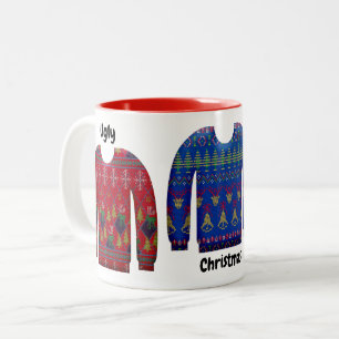 Bunte hässliche Weihnachtspullover Zweifarben-Kaff Zweifarbige Tasse