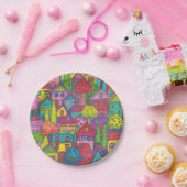 Bunte Haus-Papierteller Pappteller (Party)