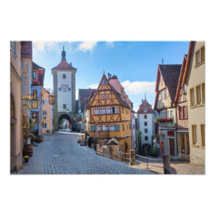 Bunte Häuser in Rothenburg, Deutschland Fotodruck